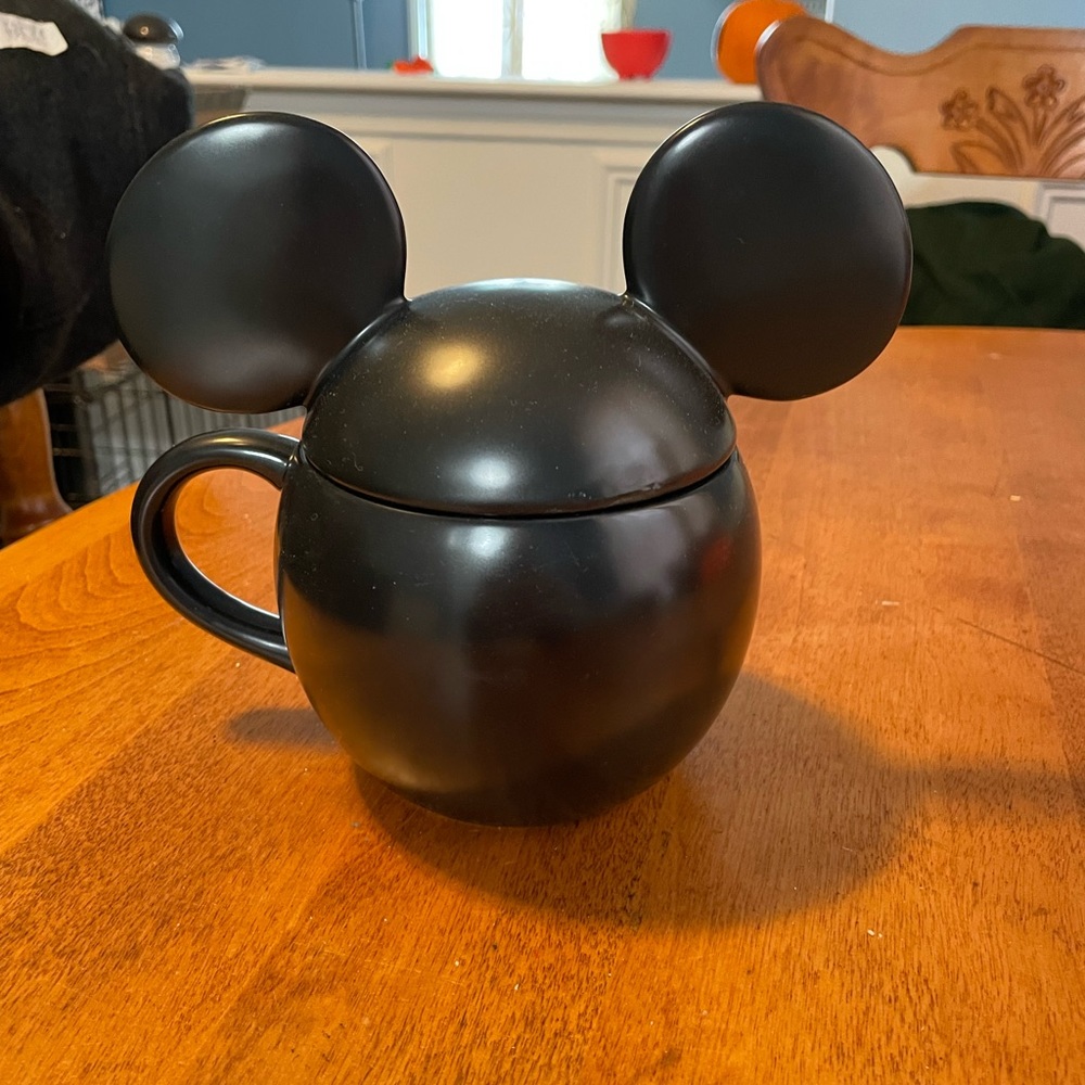 Pottery barn lidded Mickey Mouse coffee mug